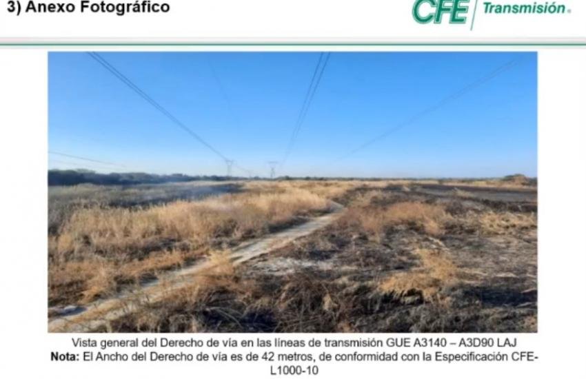 Evidencia fotográfica del incendio presentada por CFE.